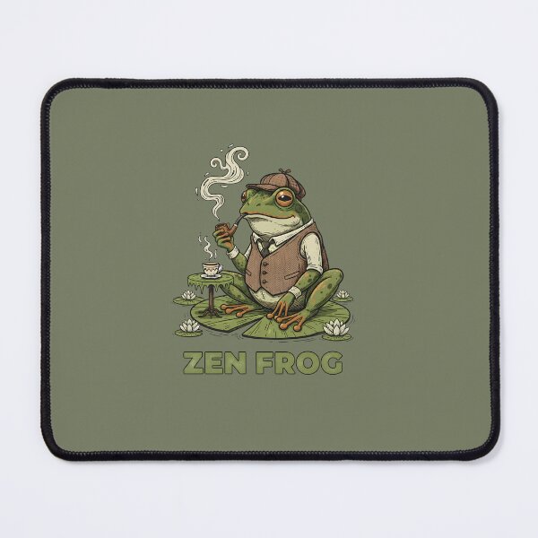 Item preview, Zen Frog Detective Smoking Pipe & Drinking Coffee - Vintage Illustration designed and sold by THE-DAILY-DRIPS.