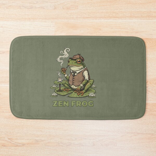 Item preview, Zen Frog Detective Smoking Pipe & Drinking Coffee - Vintage Illustration designed and sold by THE-DAILY-DRIPS.