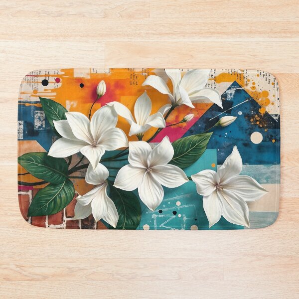 Item preview, Jasmine Flowers, Abstract Orange & Blue Urban Collage designed and sold by SolaoLab.