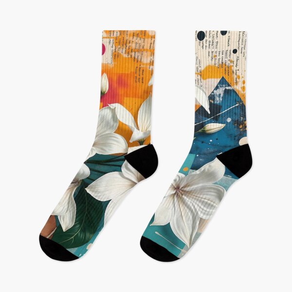Item preview, Jasmine Flowers, Abstract Orange & Blue Urban Collage designed and sold by SolaoLab.