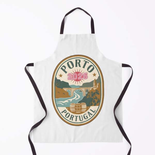 Item preview, Porto 2026 Retro Travel Badge T-Shirt Design with River, Bridge, and Wine Barrels designed and sold by FestivityFinds.