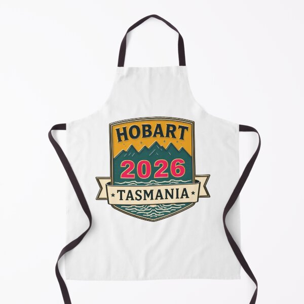 Item preview, Hobart 2026 Retro Travel Badge T-Shirt Design with Mountains and Ocean Elements designed and sold by FestivityFinds.
