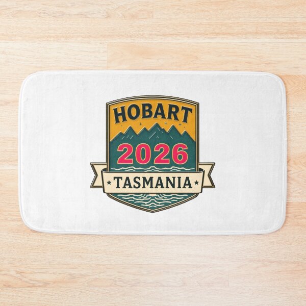 Item preview, Hobart 2026 Retro Travel Badge T-Shirt Design with Mountains and Ocean Elements designed and sold by FestivityFinds.