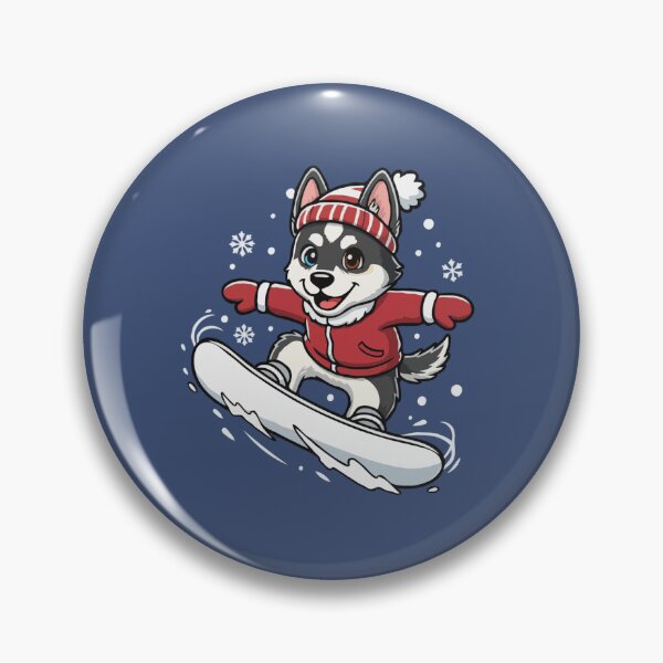 Item preview, Cute Gerberian Shepsky Snowboarding Puppy | Happy Winter Puppy designed and sold by The Real Life Symphony.
