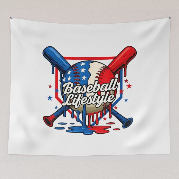 Item preview, Baseball Lifestyle Dripping Paint Retro Sports Illustration Design designed and sold by TiaraHans.