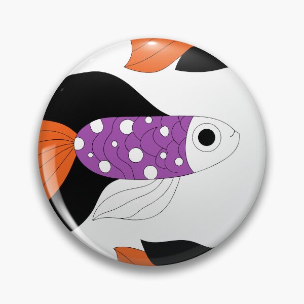 Item preview, Groovy Fish Frenzy: Bold Purple & Orange Abstract Fish Pattern | Modern Art Print designed and sold by CHRONIN.