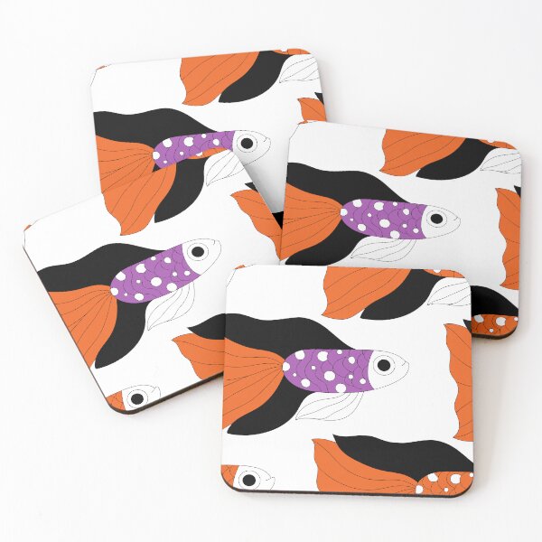 Item preview, Groovy Fish Frenzy: Bold Purple & Orange Abstract Fish Pattern | Modern Art Print designed and sold by CHRONIN.