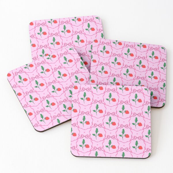 Item preview, strawberries and bows on a pink background designed and sold by burbura.