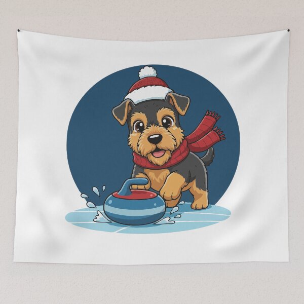 Item preview, Cute Airedale Terrier Curling Puppy | Happy Winter Puppy designed and sold by The Real Life Symphony.