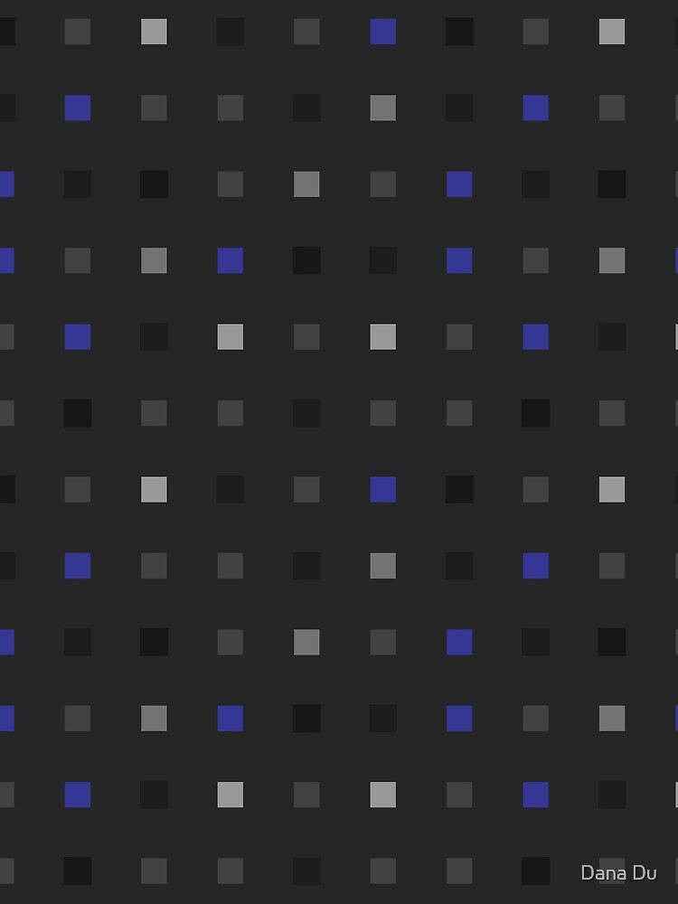 Pixel squares playful blue on black pattern by danadudesign
