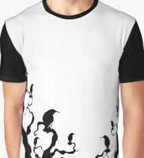 Crows and Trees - Black Print Graphic T-Shirt