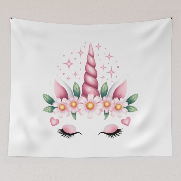 Item preview, Cute Unicorn Face ,Valentines Day Pink Love Heart Print designed and sold by EllenJast.