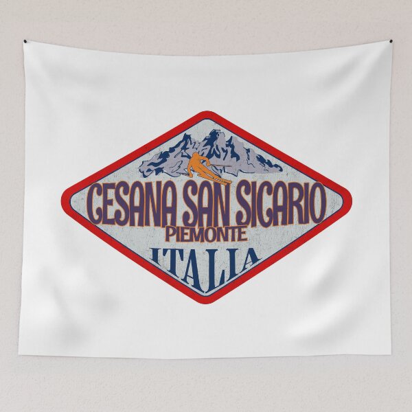 Item preview, Cesana San Sicario, Piemonte, Torino, Italy, Italia, Vintage skiing badge design designed and sold by Wanderful-roads.