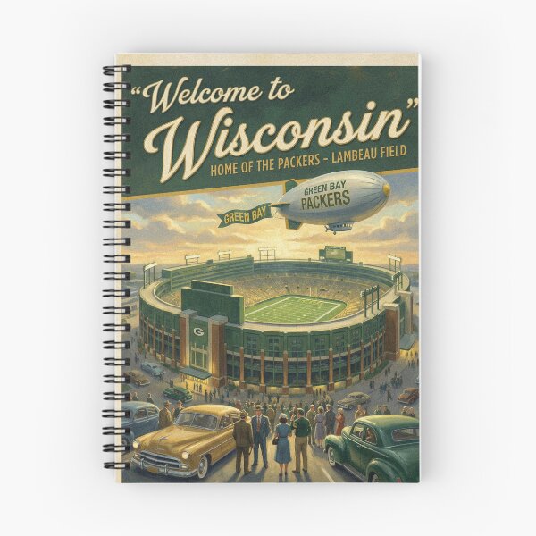 Item preview, Lambeau Field Dawn Welcome to Wisconsin Vintage Poster designed and sold by Cozy-Old-Pub.