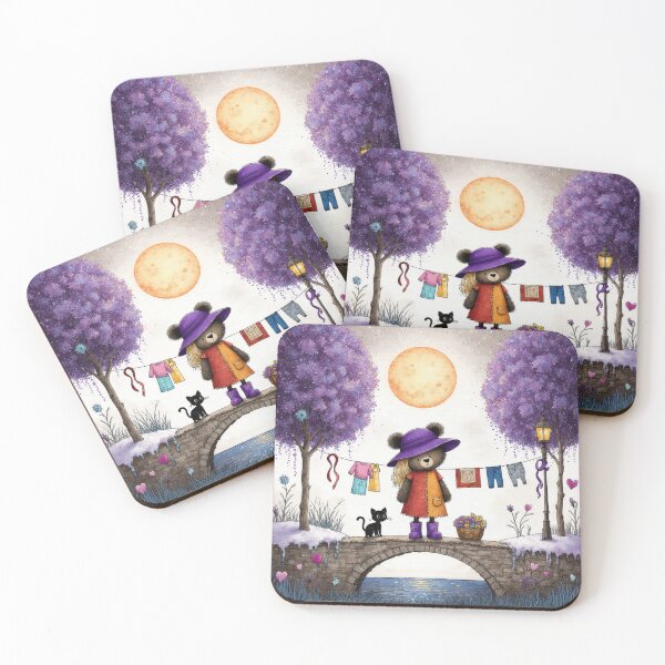 Item preview, Moonlit Bear on a Bridge – Whimsical Storybook Night Illustration designed and sold by Whimsical Hug.