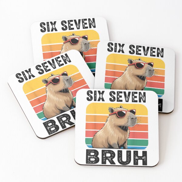 Item preview, Six Seven Capybara Wearing Sunglasses Retro Rainbow Vintage Style designed and sold by HuserPiri.