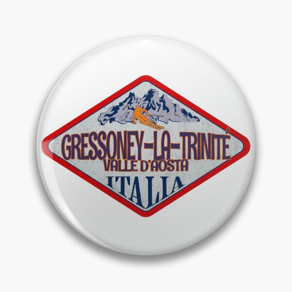 Aperçu de l'œuvre Gressoney-La-Trinité, Vallée d'Aoste, Vallée d'Aoste, Italie, Italia, conception d'insigne de ski vintage créée et vendue par Wanderful-roads.