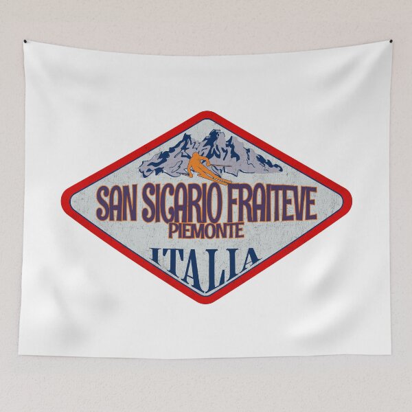 Item preview, San Sicario Fraiteve, Piemonte, Torino, Italy, Italia, Vintage skiing badge design designed and sold by Wanderful-roads.