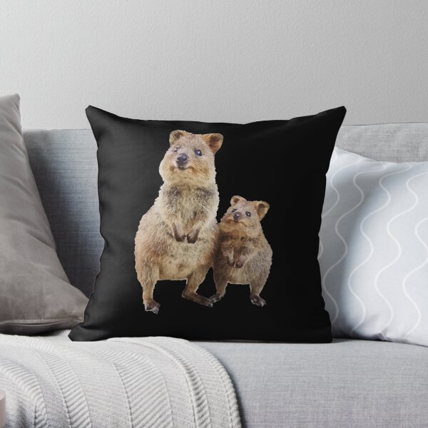 Quokka with Baby Cute Australian Teddy Bear Throw Pillow