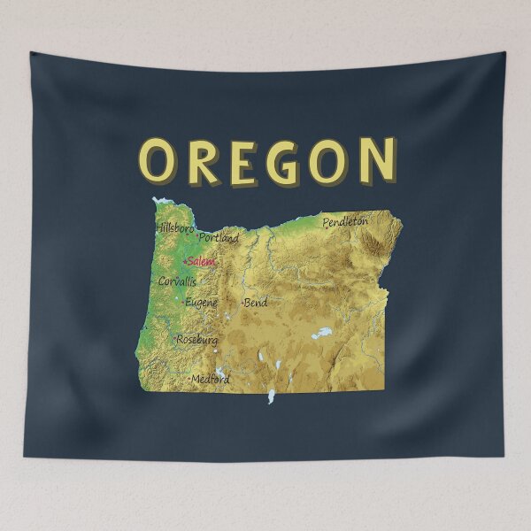 Item preview, Oregon State Map - Vintage Topographic Relief Art designed and sold by mashmosh.