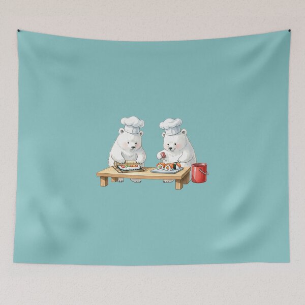 Item preview, Adorable Polar Bear Chefs Making Japanese Sushi designed and sold by BlurBlurDesign.