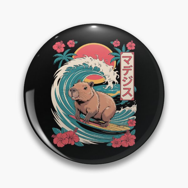 Item preview, Japanese Capybara Surfing Wave Great Wave Japan designed and sold by RsFilsingerArt.