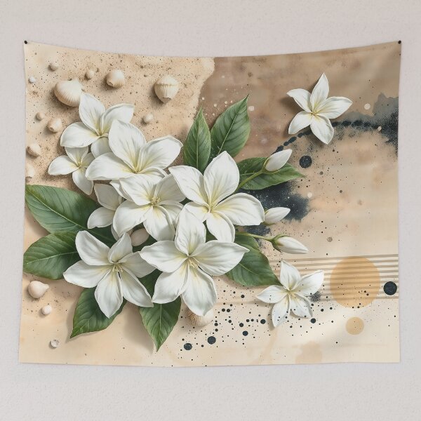 Item preview, Jasmine Flowers, Abstract Coastal Zen Artwork designed and sold by SolaoLab.
