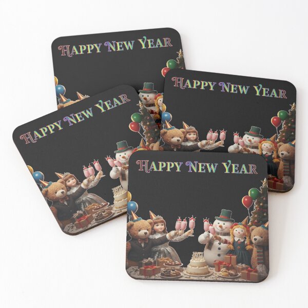 Item preview, Happy New Year – Whimsical Teddy Bears, Dolls & Snowman Celebration designed and sold by DroolWorthyUS.
