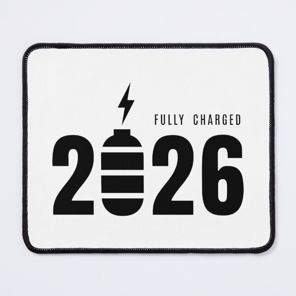 Item preview, Fully Charged 2026 White T-Shirt – Minimal New Year Energy Design designed and sold by PixelPlush.