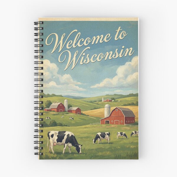 Item preview, Vintage Wisconsin Dairy Farm Red Barn Cow Poster Wall Art designed and sold by Cozy-Old-Pub.