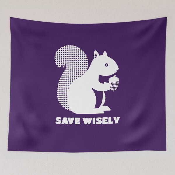 Item preview, Squirrel Holding Acorn Silhouette, White on Purple designed and sold by nikoart001.