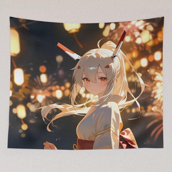 Item preview, Ayanami in Yukata under Summer Fireworks Azur Lane Anime Girl designed and sold by Tokyonomad.