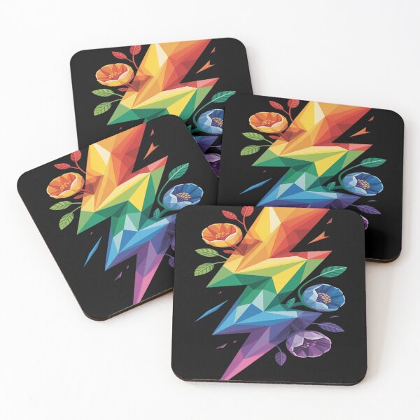 Item preview, Geometric Floral Thunder Rainbow LGBTQ Low Poly designed and sold by FluoroWave.