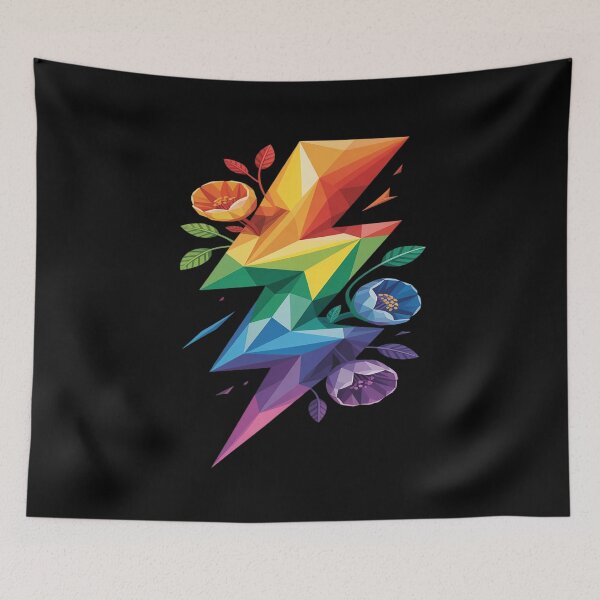 Item preview, Geometric Floral Thunder Rainbow LGBTQ Low Poly designed and sold by FluoroWave.