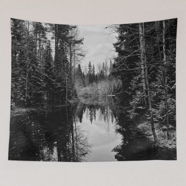 Item preview, Evening by the snowy  river. Parkkuu 2025 bw designed and sold by Jouko Lehto Photography.