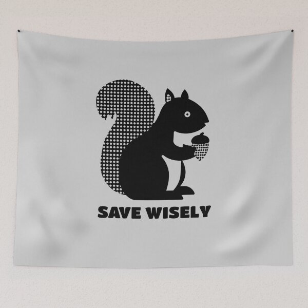 Item preview, Squirrel Holding Acorn Silhouette, Black on Light Grey designed and sold by nikoart001.