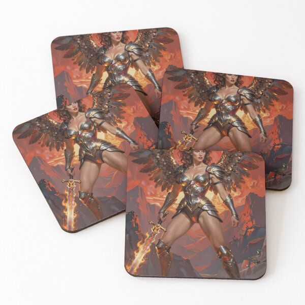 Item preview, Red-haired angel warrior stands defiantly designed and sold by CathryneDelamort.