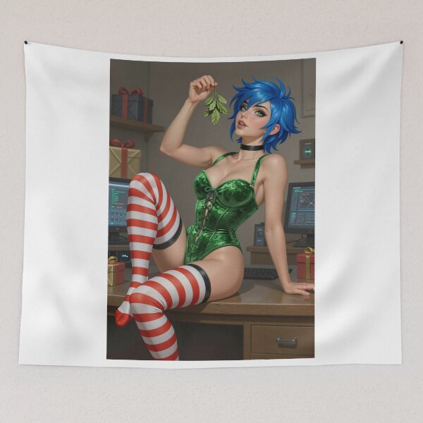 Item preview, Cipher elf hacker with candy cane stockings designed and sold by CathryneDelamort.