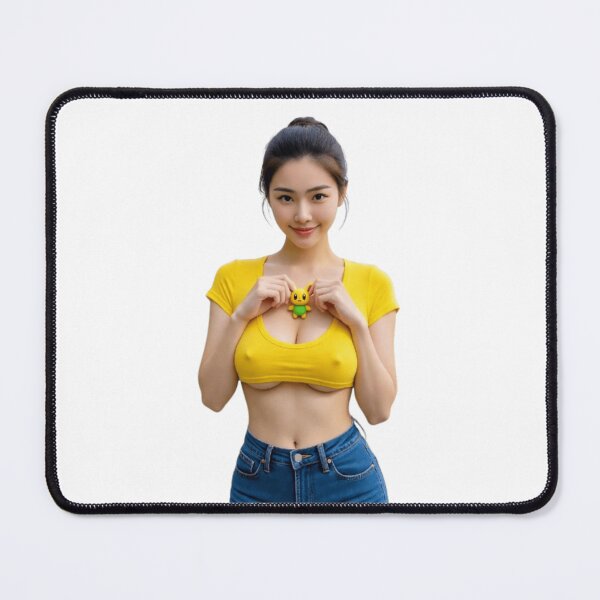 Item preview, Beautiful young lady in a yellow top holding a 'Pokémon' toy designed and sold by JonathanP514.