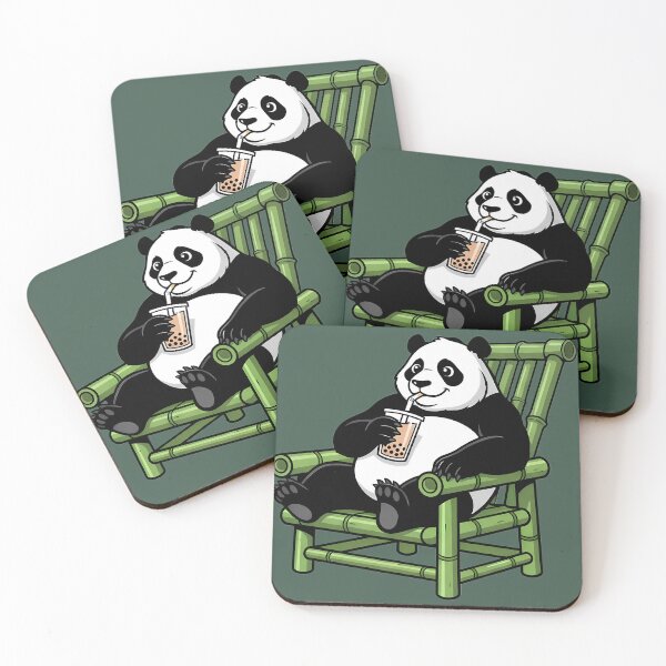 Item preview, Chill Panda Enjoying Bubble Tea in Bamboo Chair designed and sold by Raemia.