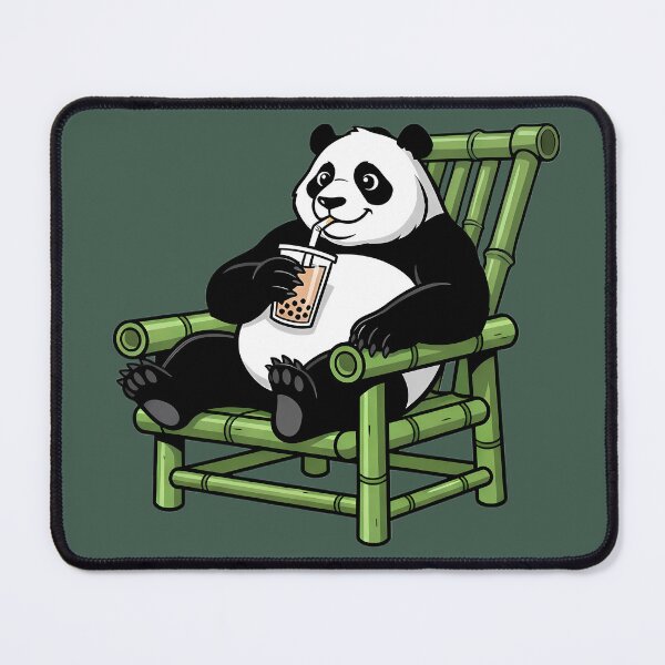 Item preview, Chill Panda Enjoying Bubble Tea in Bamboo Chair designed and sold by Raemia.