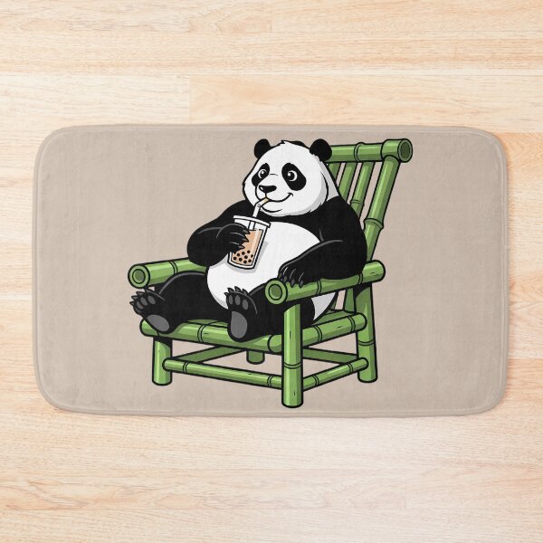 Item preview, Chill Panda Enjoying Bubble Tea in Bamboo Chair designed and sold by Raemia.