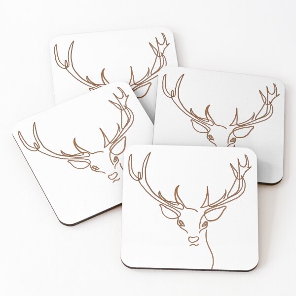 Item preview, Elegant stag – One-line art in brown on white | Minimalist animal drawing & wall art designed and sold by Art by M.H..