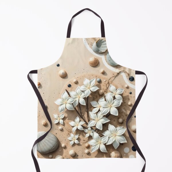 Item preview, Jasmine Flowers & Seashells, Coastal Zen Abstract Art designed and sold by SolaoLab.