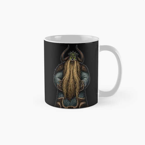 Aperçu de l'œuvre SVT Viking Yak King – Tatouage Flash Guerrier Crâne Nordique | Faucheur d'Asatru créée et vendue par SEVERTREND APPAREL .