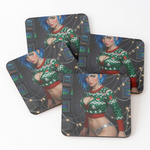Item preview, Cipher blue haired woman festive sweater designed and sold by CathryneDelamort.