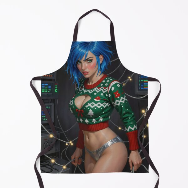 Item preview, Cipher blue haired woman festive sweater designed and sold by CathryneDelamort.