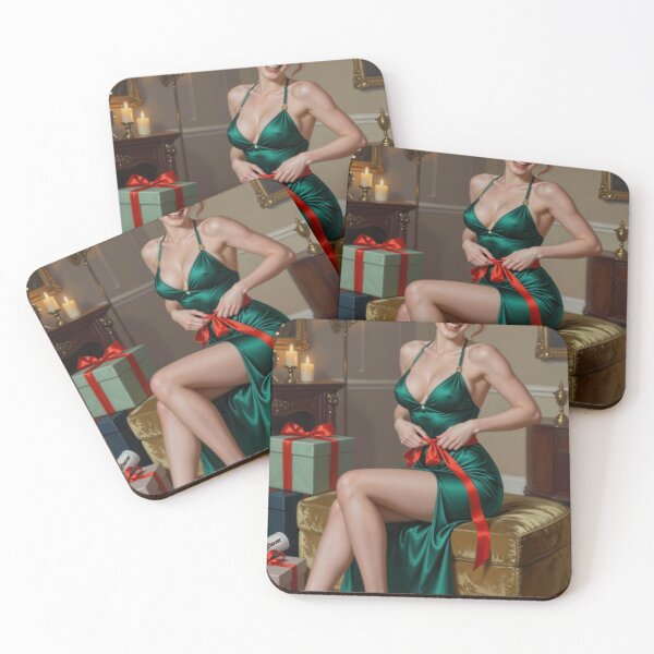 Item preview, Fortana best gift in green satin dress red ribbon designed and sold by CathryneDelamort.