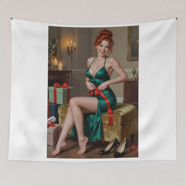 Item preview, Fortana best gift in green satin dress red ribbon designed and sold by CathryneDelamort.