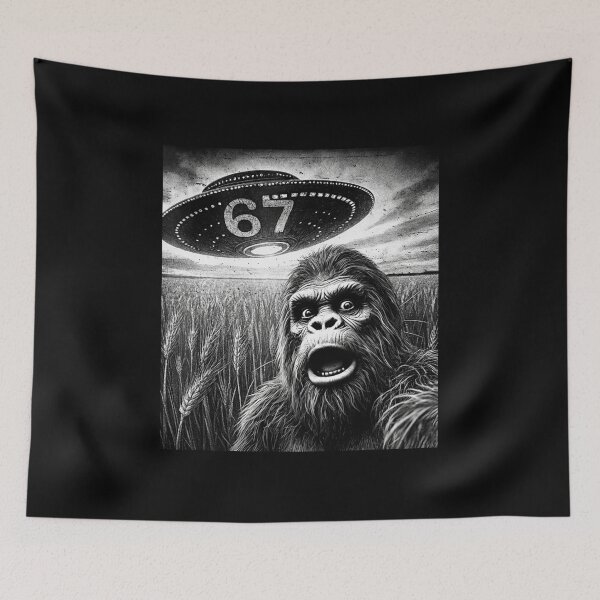 Item preview, Bigfoot UFO Encounter 67 Six Seven – Retro Sci-Fi Art designed and sold by LashondaGreen89.